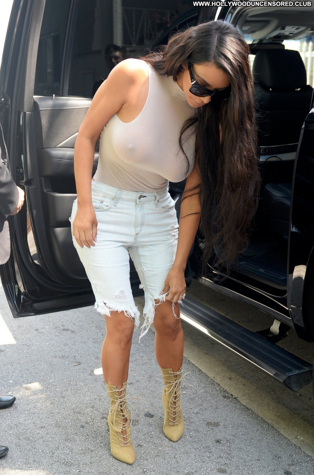 Kim Kardashian No Source See Through Braless Candids Babe Celebrity