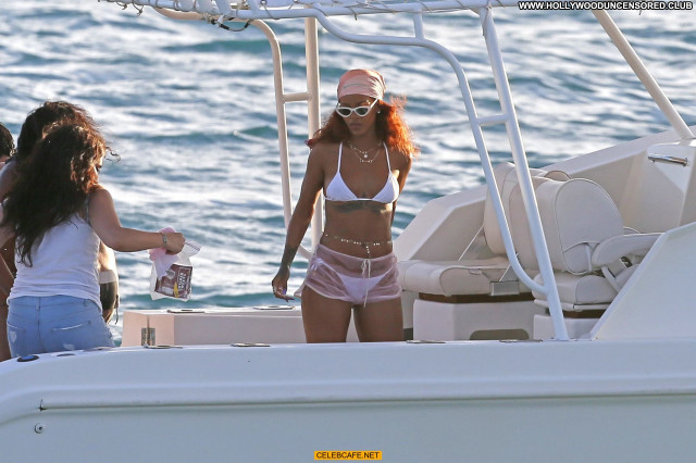 Rihanna No Source Celebrity Posing Hot Boat Beach Bikini Babe