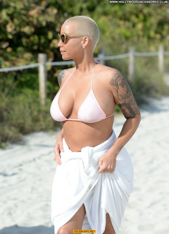 Amber Rose Bikini Babe Celebrity Posing Hot Beautiful Beach