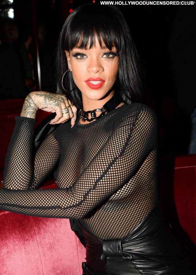 Rihanna No Source Posing Hot See Through Bar Topless Celebrity