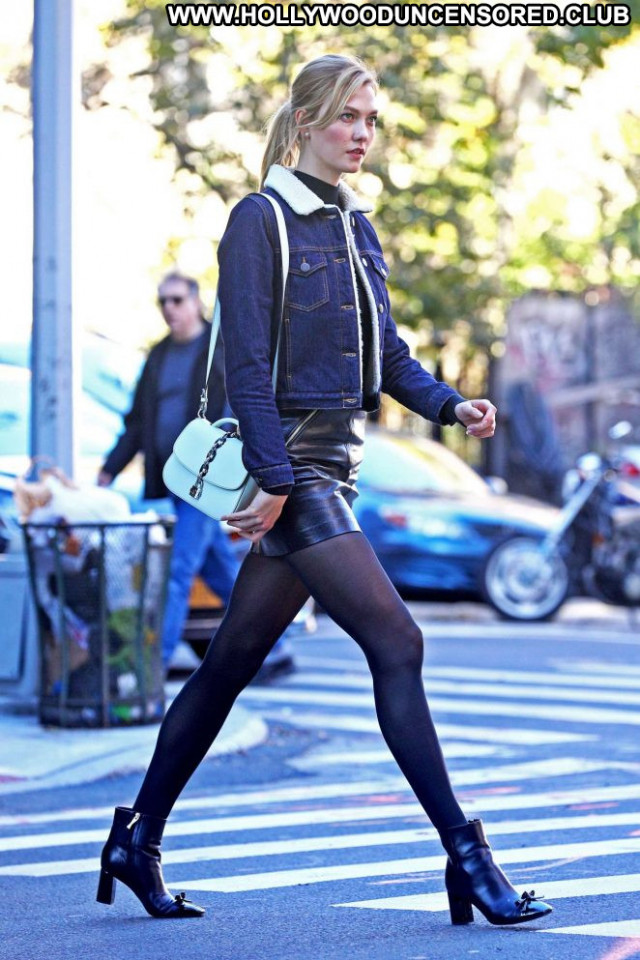 Karlie Kloss Celebrity Babe Skirt Beautiful Posing Hot Leather