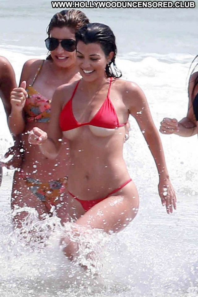 Kourtney Kardashian The Beach Posing Hot Celebrity Paparazzi Beach