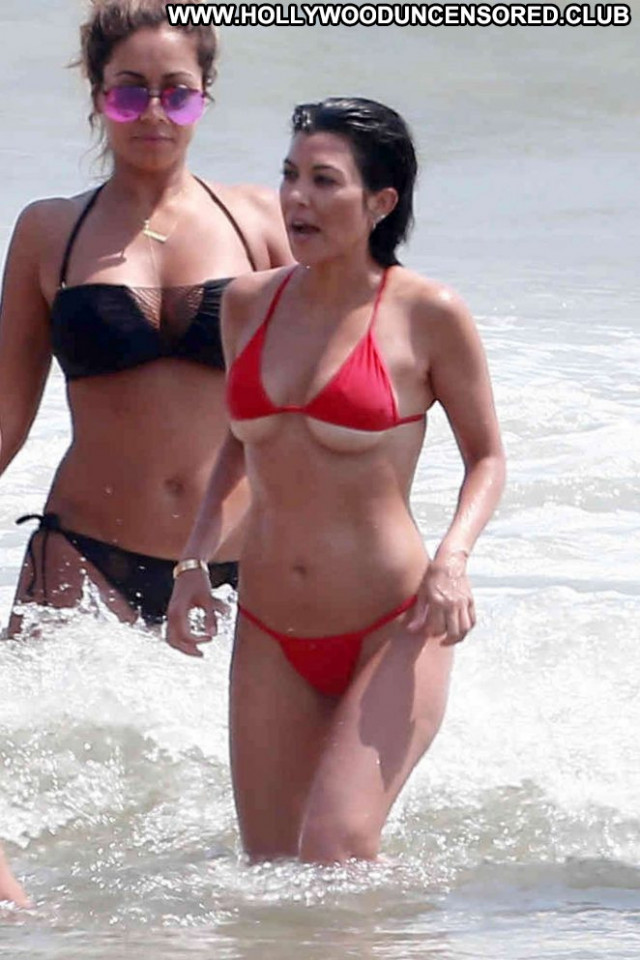 Kourtney Kardashian The Beach  Posing Hot Bikini Beach Paparazzi