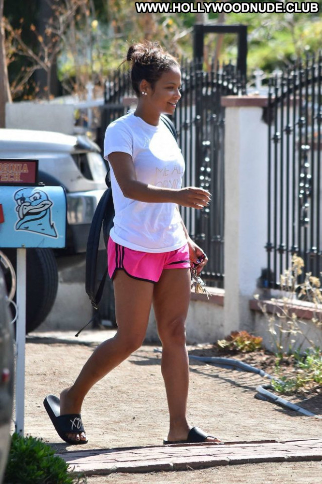 Pink Studio City Paparazzi Posing Hot Beautiful Babe Shorts Celebrity