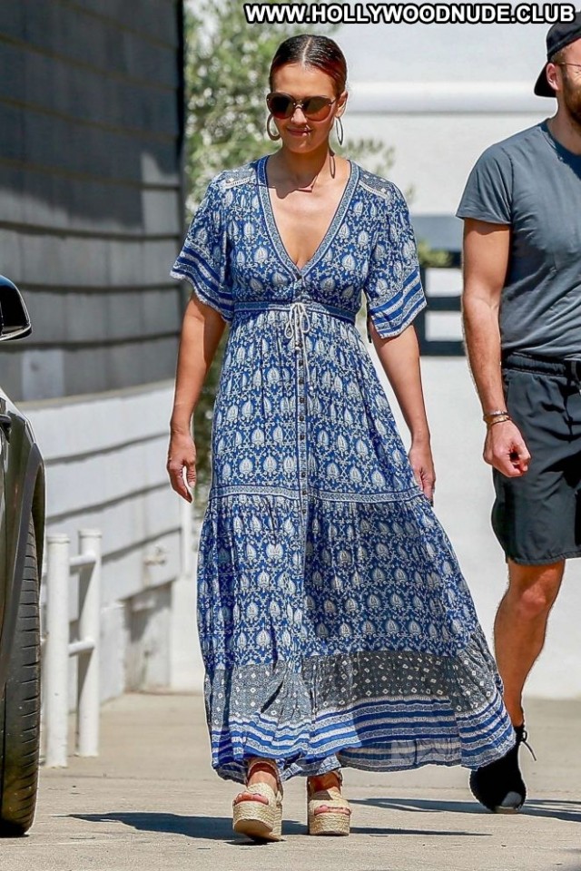 Jessica Alba Blue Dress  Shopping Babe Summer Beautiful Celebrity