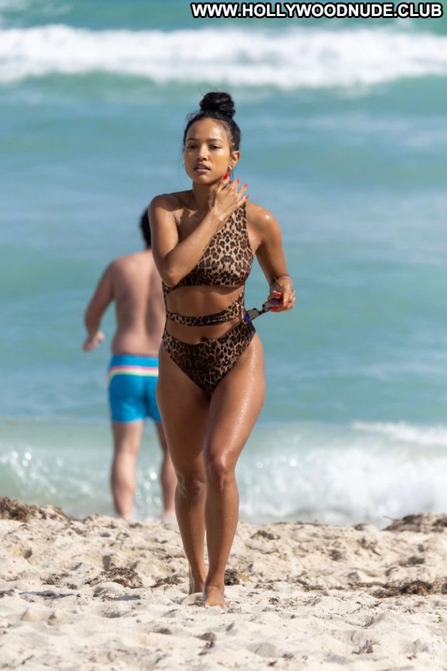 Karrueche Tran Miami Beach Beach Celebrity Swimsuit Beautiful Babe