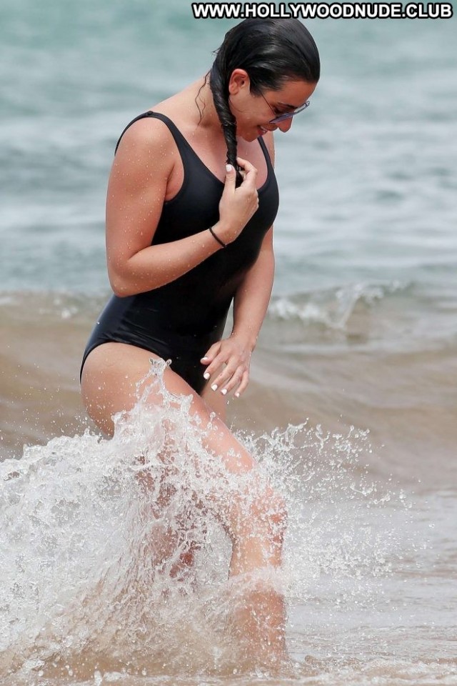 Lea Michele The Beach Swimsuit Paparazzi Hawaii Black Beach Celebrity
